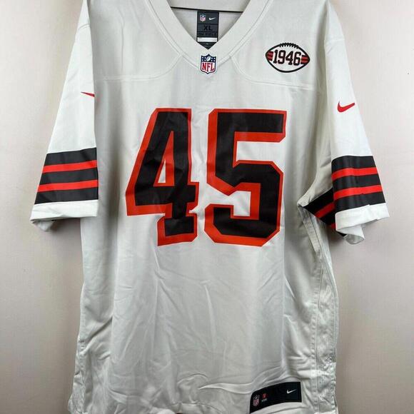 Custom Cleveland Browns #45 "Delong" Jersey - Nike On Field - Size XL - White - Picture 1 of 8